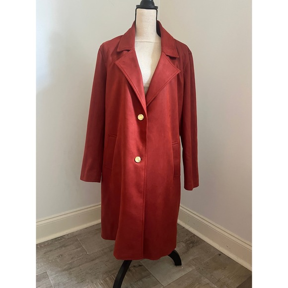 Marc New York Andrew Marc Jackets & Blazers - Andrew Marc New York Jacket Faux Suede Burnt Orange Rust Midi Coat Women Size XL